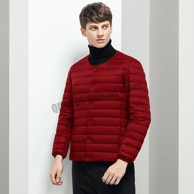 O-kaelusega muutuva V-kaelusega meeste vooderdusega sulejope 2022, uus kevadine meeste kerge pakendatav pufferjope, mis hoiab soojas vabaaja mantlid