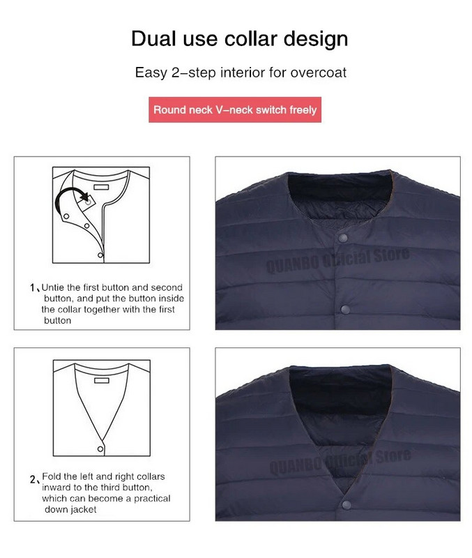 O-kaelusega muutuva V-kaelusega meeste vooderdusega sulejope 2022, uus kevadine meeste kerge pakendatav pufferjope, mis hoiab soojas vabaaja mantlid