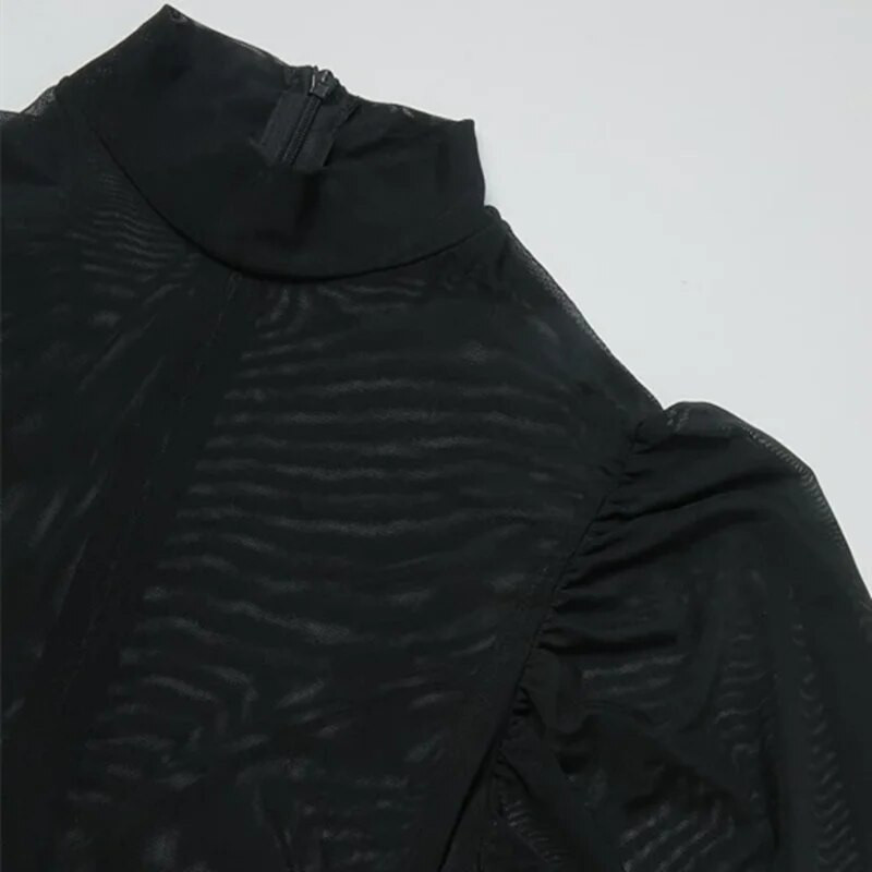 Μακρυμάνικο φόρεμα με φανάρι με σέξι See Through Φόρεμα εγκυμοσύνης για φωτογραφία (Δεν περιλαμβάνονται τα εσώρουχα)