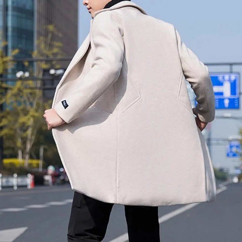 2023. gada ziemas jauns vīriešu mētelis, silts, pieguļošs vēja necaurlaidīgs jaka Vīriešu vienkrāsains jaka Vīriešu mētelis