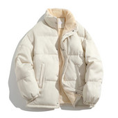 Ανδρικό γιακά με φερμουάρ, μονόχρωμο, χειμερινό, μονόχρωμο, γιακά με φερμουάρ, χοντρό, ζεστό βαμβακερό τζάκετ χωρίς κουκούλα, χοντρό ανδρικό μπουφάν