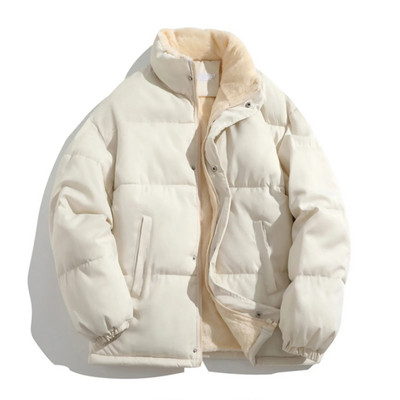 Ανδρικό γιακά με φερμουάρ, μονόχρωμο, χειμερινό, μονόχρωμο, γιακά με φερμουάρ, χοντρό, ζεστό βαμβακερό τζάκετ χωρίς κουκούλα, χοντρό ανδρικό μπουφάν