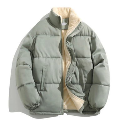 Ανδρικό γιακά με φερμουάρ, μονόχρωμο, χειμερινό, μονόχρωμο, γιακά με φερμουάρ, χοντρό, ζεστό βαμβακερό τζάκετ χωρίς κουκούλα, χοντρό ανδρικό μπουφάν