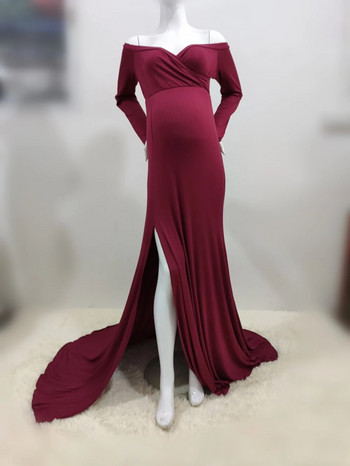 Νέο Off Shoulder Φορέματα εγκυμοσύνης με μακρυμάνικο φόρεμα εγκυμοσύνης Φόρεμα εγκυμοσύνης με θήκη Vestidos De Fiesta De Noche