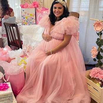 Φορέματα εγκυμοσύνης για φωτογραφική λήψη για γυναίκες εγκυμοσύνης Σέξι διχτυωτό φόρεμα φόρεμα γοητευτικό με βαθύ λαιμόκοψη V-λαιμόκοψη Babyshower Party