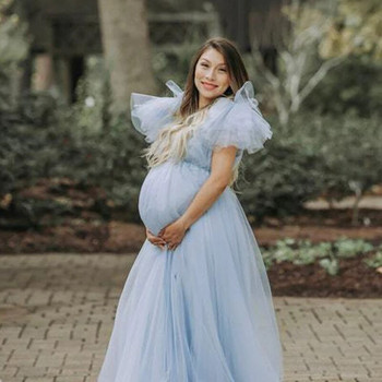Рокли за бременни за фотосесия Бременни жени Секси мрежести рокли Рокли Очарователна парти рокля с дълбоко V-образно деколте Babyshower Dress