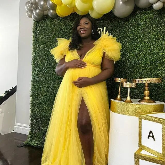 Rasedate kleidid fotosessiooniks rasedatele naistele Seksikad võrkkleidid Võluvad sügava V-kaelusega peokleit Babyshower`ile