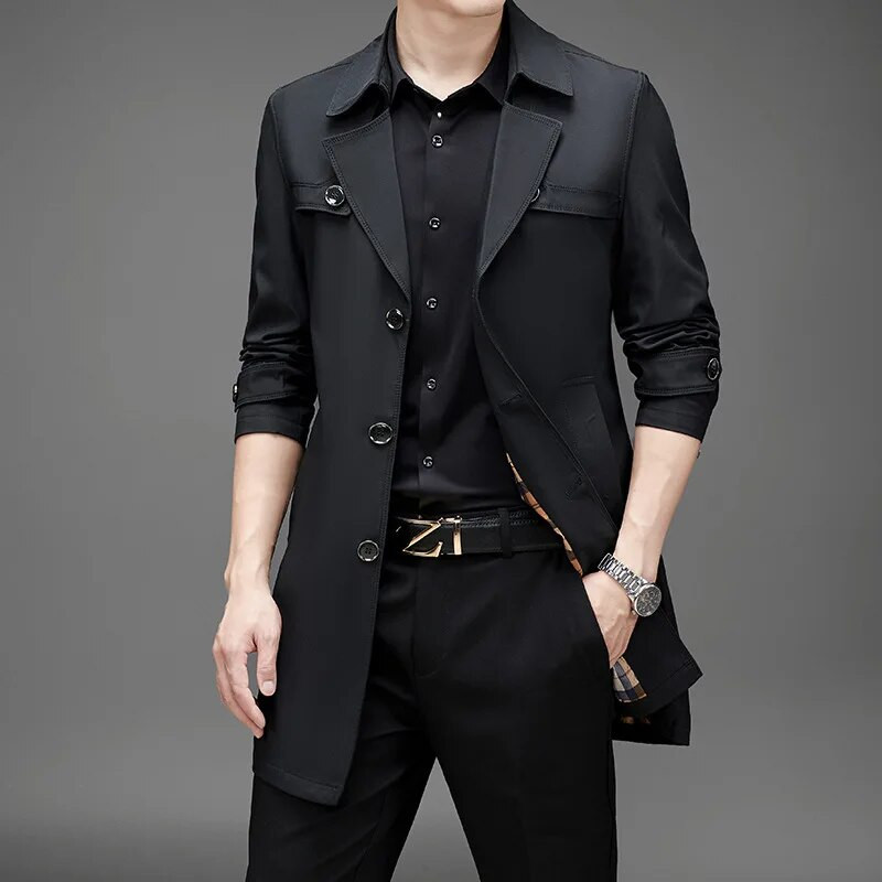 Μεγάλο μέγεθος 5XL 6XL 8XL Ανδρικό μακρύ παλτό 2023 Άνοιξη φθινοπώρου Νέο ανδρικό κοστούμι γιακά σχεδιαστής Business Casual Brand Trench