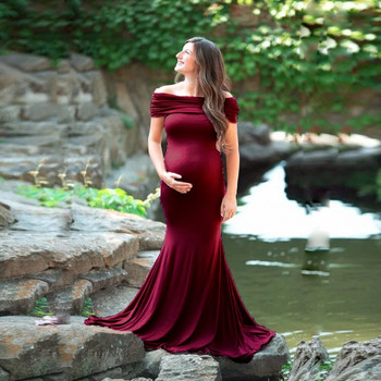 Секси реквизит за снимки за бременни Рокли за бременни Рокли за бременни с отворени рамене за фотосесии 2021 Нова дамска рокля за бременни