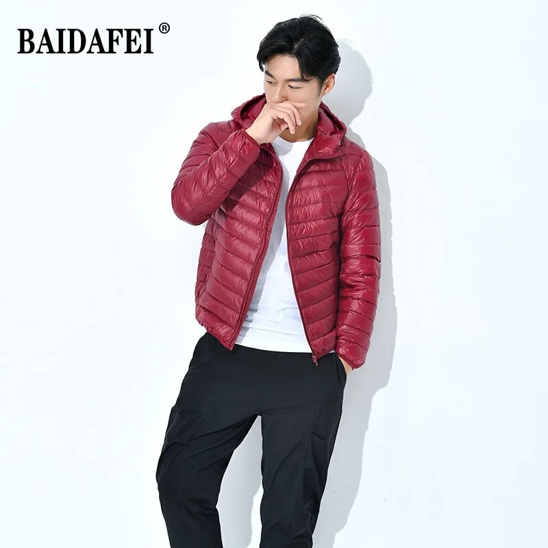 Didelio dydžio 5xl 6xl 8xl 10xl 11xl žiemos naujienos Vyriška sulankstoma pūkinė striukė su gobtuvu Lengva žieminė striukė