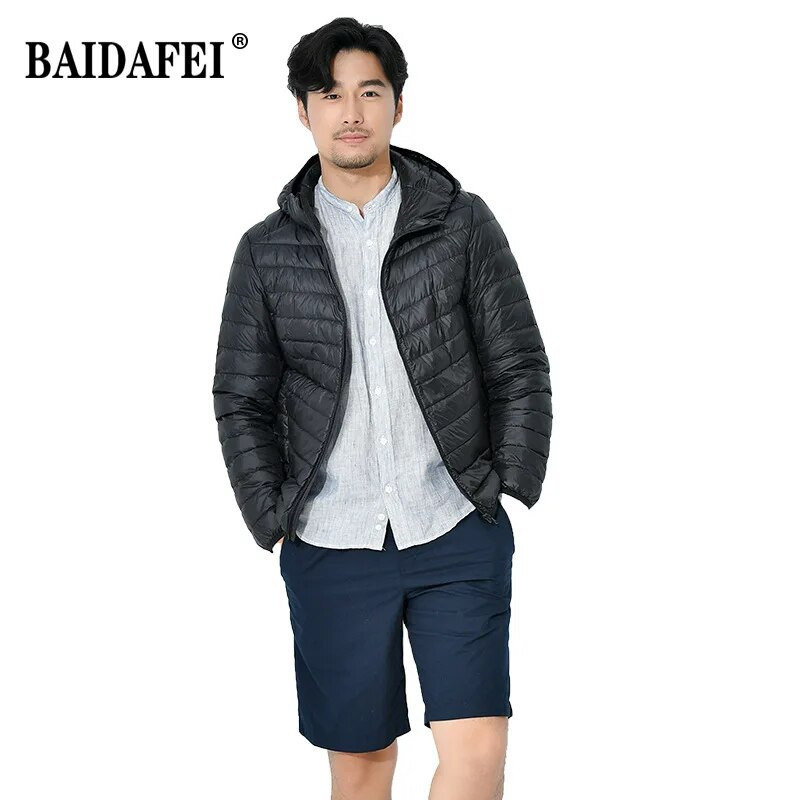 Didelio dydžio 5xl 6xl 8xl 10xl 11xl žiemos naujienos Vyriška sulankstoma pūkinė striukė su gobtuvu Lengva žieminė striukė