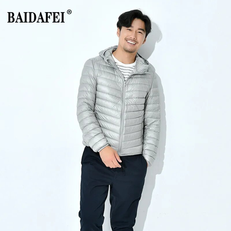 Didelio dydžio 5xl 6xl 8xl 10xl 11xl žiemos naujienos Vyriška sulankstoma pūkinė striukė su gobtuvu Lengva žieminė striukė