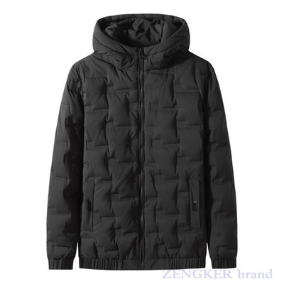 Talvine uus stiil noorte meeste pluss suuruses moodne vabaaja kapuutsiga mantel kerge sulejope must soe puffjakk 8XL 7XL