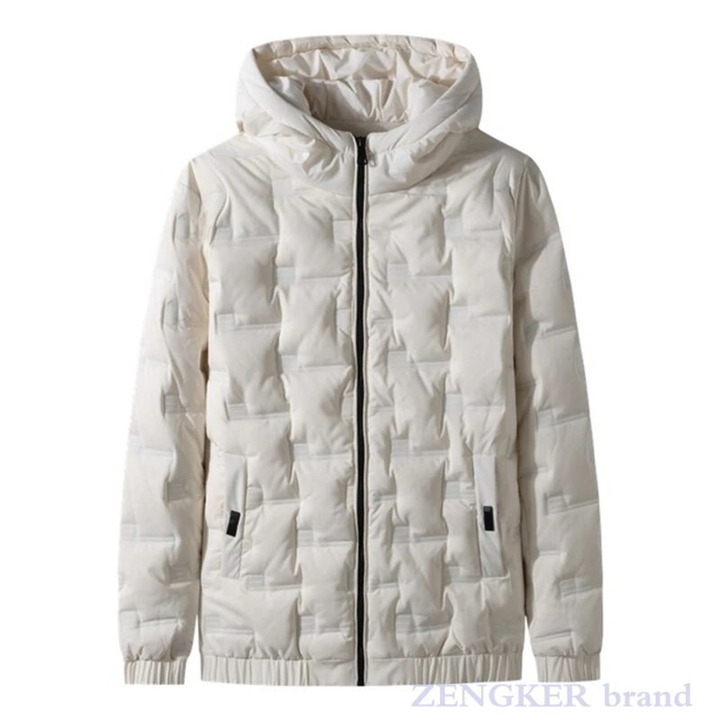 Talvine uus stiil noorte meeste pluss suuruses moodne vabaaja kapuutsiga mantel kerge sulejope must soe puffjakk 8XL 7XL