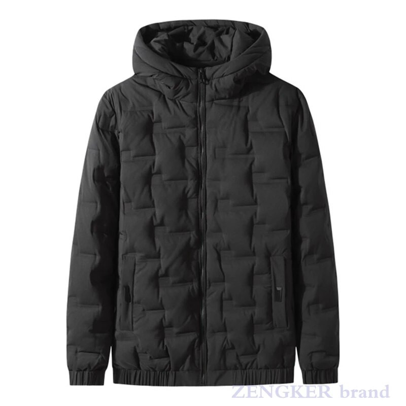 Talvine uus stiil noorte meeste pluss suuruses moodne vabaaja kapuutsiga mantel kerge sulejope must soe puffjakk 8XL 7XL