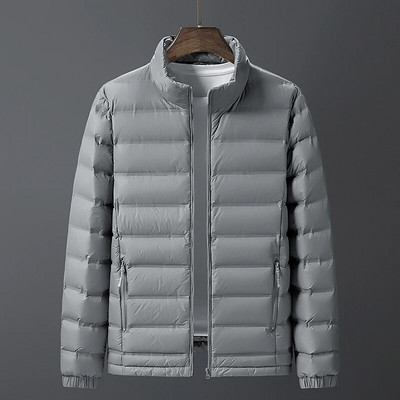 5XL 6XL 7XL 8XL Liela izmēra vīriešu viegla dūnu jaka rudens/ziemas pilnīgi jauna jauniešu ikdienas statīvs apkakle Balts pīļu dūnu mētelis