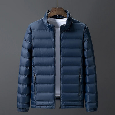 5XL 6XL 7XL 8XL Liela izmēra vīriešu viegla dūnu jaka rudens/ziemas pilnīgi jauna jauniešu ikdienas statīvs apkakle Balts pīļu dūnu mētelis