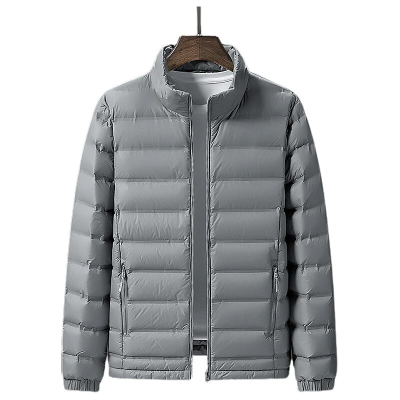 5XL 6XL 7XL 8XL Liela izmēra vīriešu viegla dūnu jaka rudens/ziemas pilnīgi jauna jauniešu ikdienas statīvs apkakle Balts pīļu dūnu mētelis