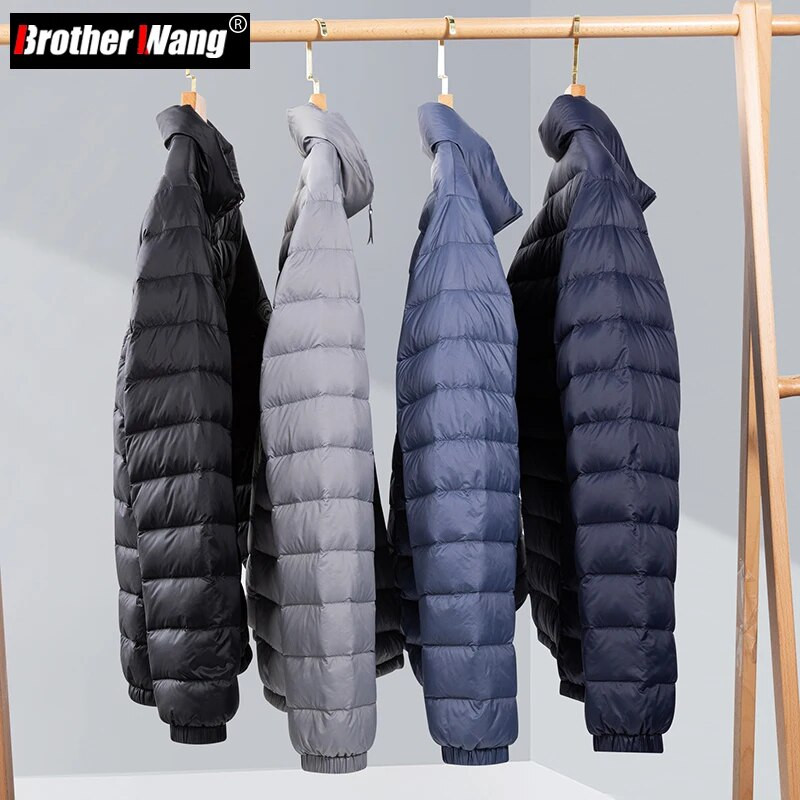 Φθινοπωρινό και Χειμώνα Ζεστό κολάρο Ανδρικό πουπουλένιο μπουφάν υψηλής ποιότητας Άνετο κοντό μπουφάν με λευκή πάπια