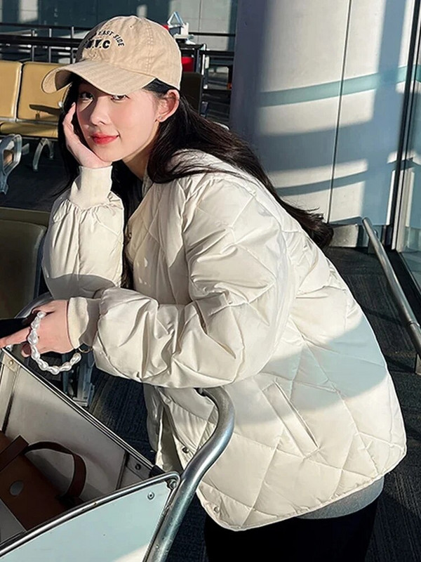 Ule puuvillane golfijope UTAA naiste sügis talv Korea mood Kerged parkad Naiste vabaaja lahtised lühikesed mantlid