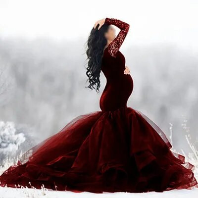 Seksikas pitsist õlgadeta raseduskleit fotograafia rekvisiidid Maxi kleit, võrkkangast rasedate kleidid pildistamiseks riided