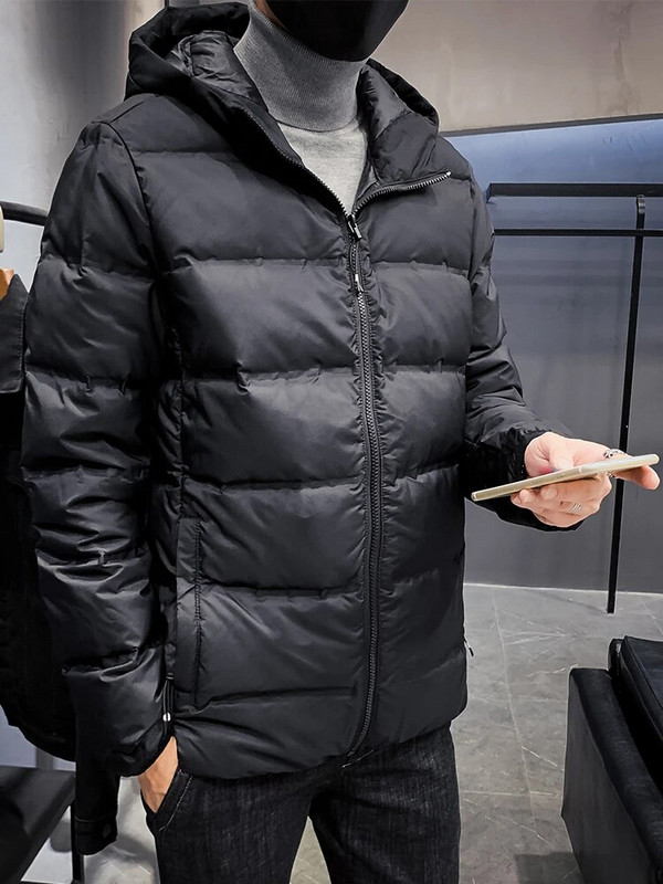 2023 m. Nauja 90 % baltos spalvos ančių pūkų paminkštinta vyriška žieminė striukė lengva, šilta gobtuvu nuo vėjo striukė vyriška plius 8XL dydžio