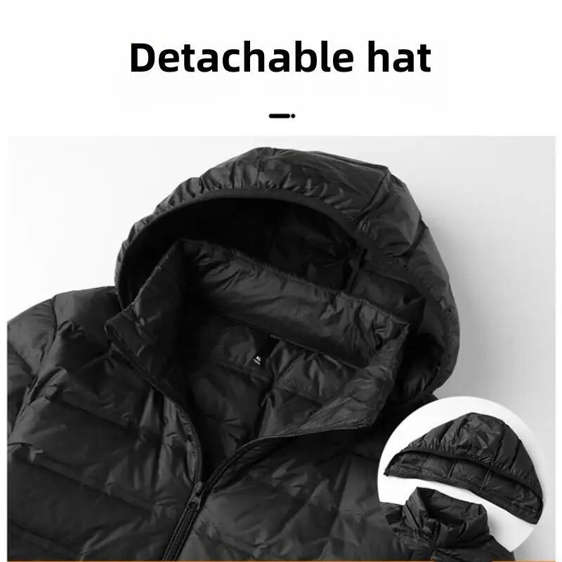 UETEEY 2023 talvine valge pardi sulejope Kerge kaal eemaldatav kork, soojad jakid vabaaja välitingimustes kaasaskantav meeste puhvis jope 8XL