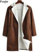 Meeste fliisist lamineeritud kunst-seemisnahast revääriga pikk nööbiga jakk Meeste vabaaja kerge, pehme polaarfliisist soe jakk Solid