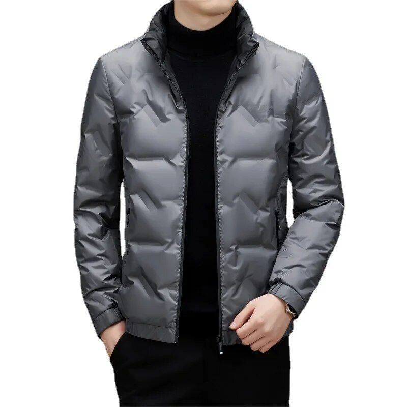 Viegla dūnu jaka pusmūža vīriešiem Ikdienas īss ziemas stils Jauna, silta, stāvoša apkakle