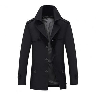 Šiltas paltas Slim Fit žieminė vėjo striukė vienaeilis pavasario rudeninis vidutinio ilgio vienspalvis storas švarkas paltas Antifrizas