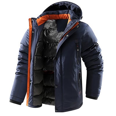 Ανδρικό παλτό μεσαίο μακρύ με επένδυση με παχύ κρύο και ζεστό παλτό φλις Ns40 Μπουφάν πουπουλένιο Μπουφάν Ελαφρύ