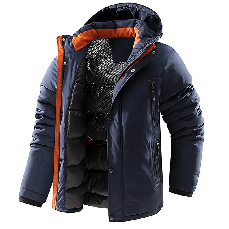 Ανδρικό παλτό μεσαίο μακρύ με επένδυση με παχύ κρύο και ζεστό παλτό φλις Ns40 Μπουφάν πουπουλένιο Μπουφάν Ελαφρύ
