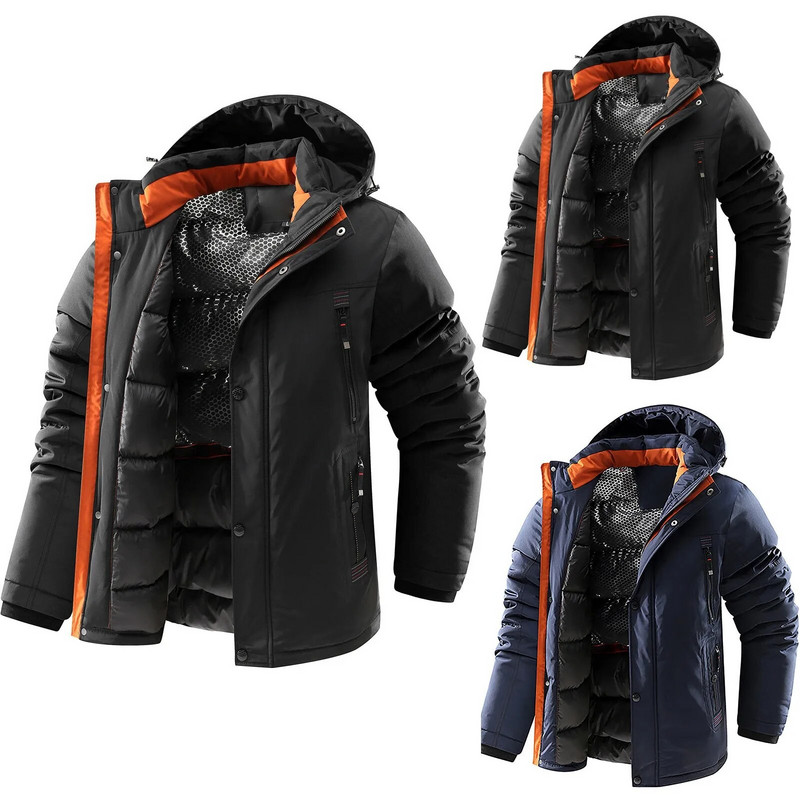 Ανδρικό παλτό μεσαίο μακρύ με επένδυση με παχύ κρύο και ζεστό παλτό φλις Ns40 Μπουφάν πουπουλένιο Μπουφάν Ελαφρύ