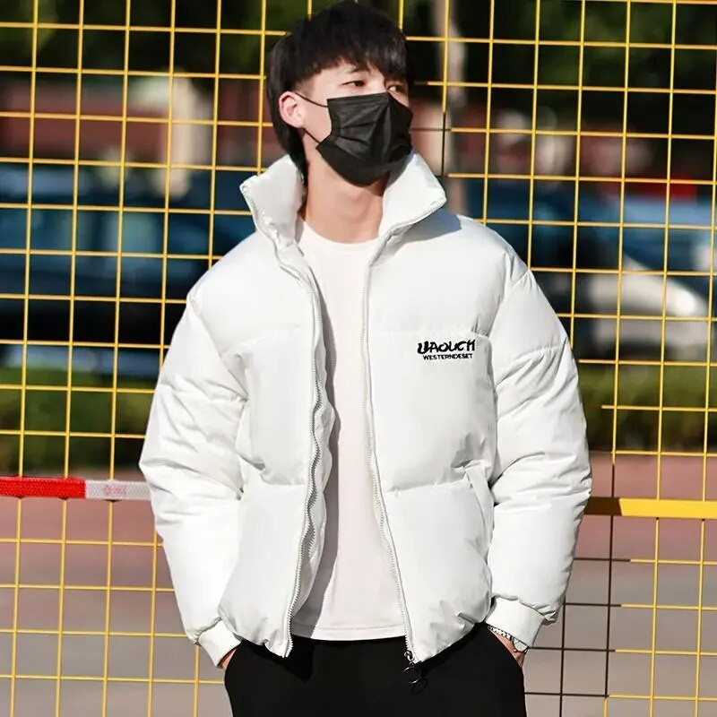 Dūnu jakas vīriešiem Īss vīriešu polsterēts mētelis Ziemas parku modeļi Viegls polsterējums Fashion 2023 Ikdienas stepēts jauneklīgs apģērbs