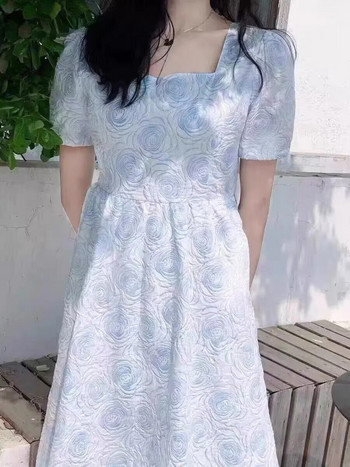 Κοντό μανίκι τετράγωνο γιακά φόρεμα εγκυμοσύνης Α-γραμμή σε συν μέγεθος Έγκυος καλοκαιρινά ρούχα Κομψό φόρεμα για πάρτι εγκυμοσύνης Νυφικό