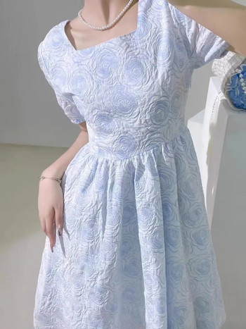 Κοντό μανίκι τετράγωνο γιακά φόρεμα εγκυμοσύνης Α-γραμμή σε συν μέγεθος Έγκυος καλοκαιρινά ρούχα Κομψό φόρεμα για πάρτι εγκυμοσύνης Νυφικό