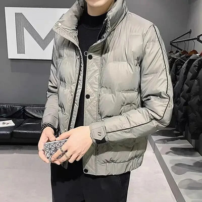 Dūnu jakas vīriešiem Īsas Heavy 2023 Trend Parkas Jauniešu vīriešu polsterēts mētelis ar reklāmas polsterējumu Viegls, elegants ikdienas stepēts