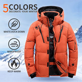 Sulejope Meeste valge pardi talvemantel Tuulekindel soe Parkas Travel Camping Mantel Uus paksust ühevärvilisest kapuutsiga riided