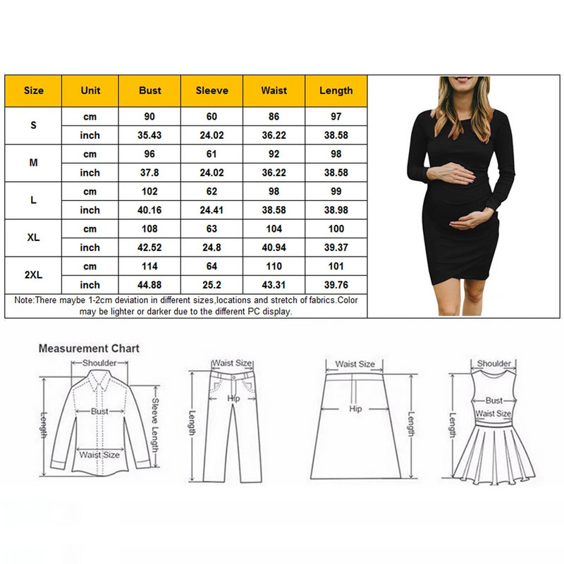 Rasedus Sügiskleidid Rasedatele saledatele naistele pikkade varrukatega Bodycon O-kaelusega vabaajakleit Ema Koduriided Raseduse kleit