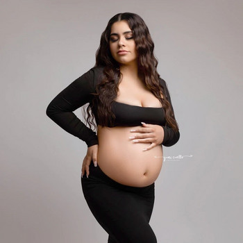 Рокля за бременни за фотосесия Разтеглива рокля с корсаж Аксесоари за фотографско студио Дрехи Бременни жени Пола с открит корем