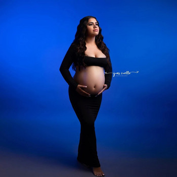 Рокля за бременни за фотосесия Разтеглива рокля с корсаж Аксесоари за фотографско студио Дрехи Бременни жени Пола с открит корем