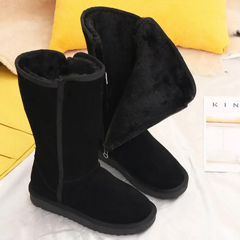 Γυναικείες μπότες από καστόρι ζεστό χιόνι 2022 Χειμώνας Νέα Causal βελούδινα αφράτα κατά του κρύου μπότες με φερμουάρ Plus Size 42 Γυναικεία παπούτσια πλατφόρμας