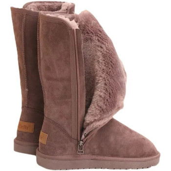 Дамски велурени кожени топли ботуши за сняг 2022 г. Нови зимни каузални плюшени пухкави анти-студени ботуши с цип Плюс размер 42 Дамски обувки на платформа