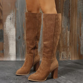 Γυναικείες μπότες Cowboy Heels Western Chunky Παπούτσια Δερμάτινα Γόνατο ψηλά Μακρύ Κομψό Designer Plus μέγεθος Νέο Rock Pole Dance Καφέ