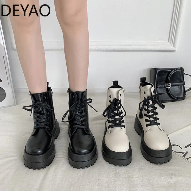 Platforma su stora apačia Moteriški auliniai batai Moteriški batai Su užtrauktuku mada Moterų dizainerio motociklų batai Laisvalaikio moteriška avalynė 2023 m.