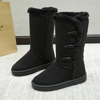 Зимни нови топли дамски велурени ботуши за сняг Модни къси плюшени ботуши на платформа до средата на прасеца Дамски външни ежедневни памучни обувки