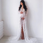 Nėriniais susiuvama seksuali nuotraukų suknelė nėščiai moteriai Seksuali priekine šakute puošni nėštumui skirta suknelė, skirta kūdikio dušui, suknelės fotografavimo reikmenys