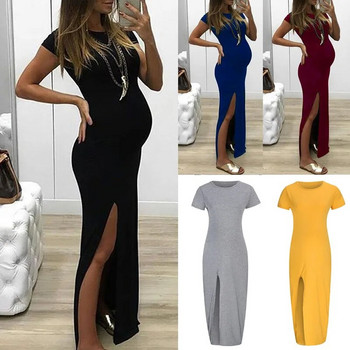 ρούχα για εγκύους 2023 Γυναικείο νέο κοντομάνικο φόρεμα εγκυμοσύνης με στρογγυλή λαιμόκοψη
