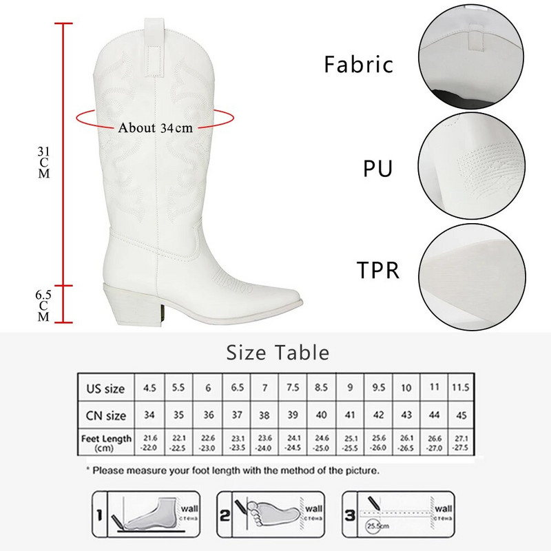 GOGD Cowboy roosad Cowgirl saapad naistele 2022 Moodsad tõmblukuga tikitud terava ninaga turske kontsaga sääre keskel lääne saapad läikivad kingad