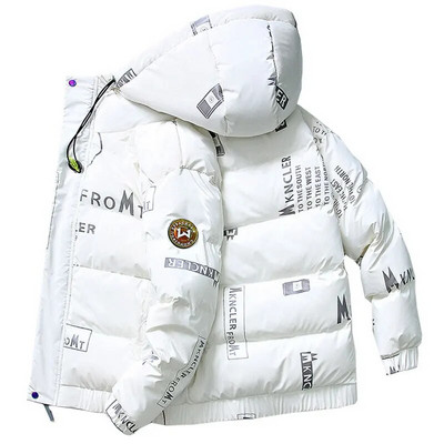 Streetwear Ανδρικά χειμωνιάτικα μπουφάν και παλτό Νεανικά με κουκούλα Ανεμοδαρμένα ζεστά παχιά ρούχα για πάρκα